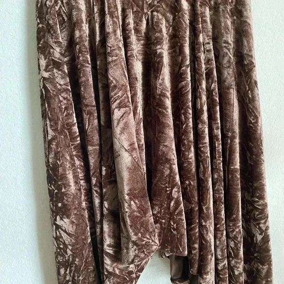 Silence + Noise Corina Velvet Brown Asymmetrical Short Sleeve Whimsygoth Dress S - Picture 5 of 11